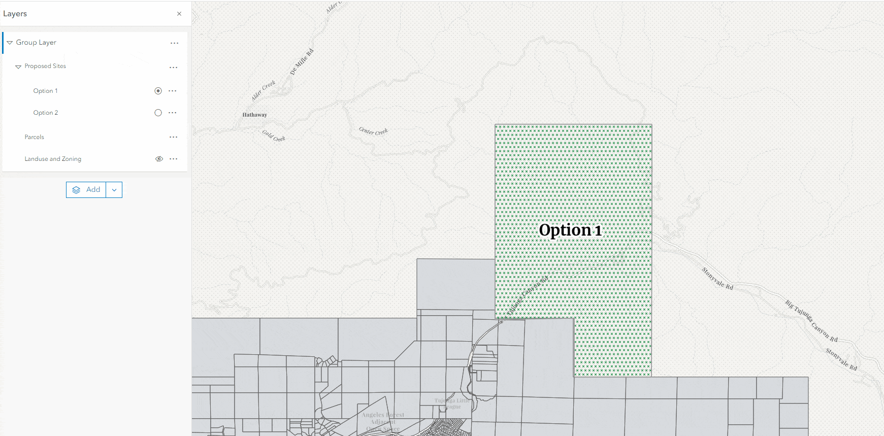 An animated gif demonstrating the Group Layer functionality in Map Viewer