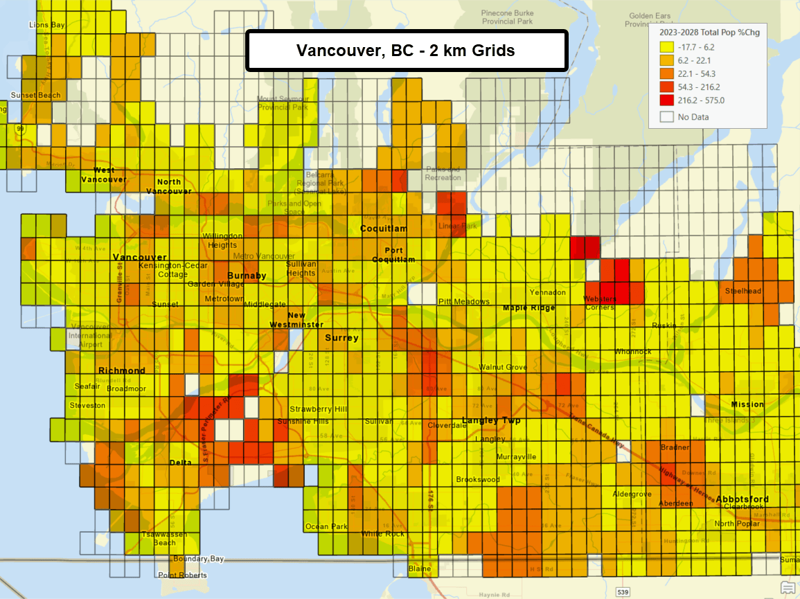 Grid squares in Vancouver