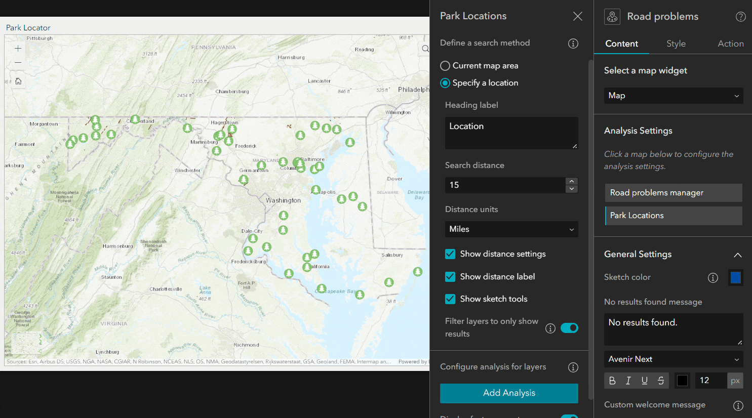 Near Me Proximity analysis configuration