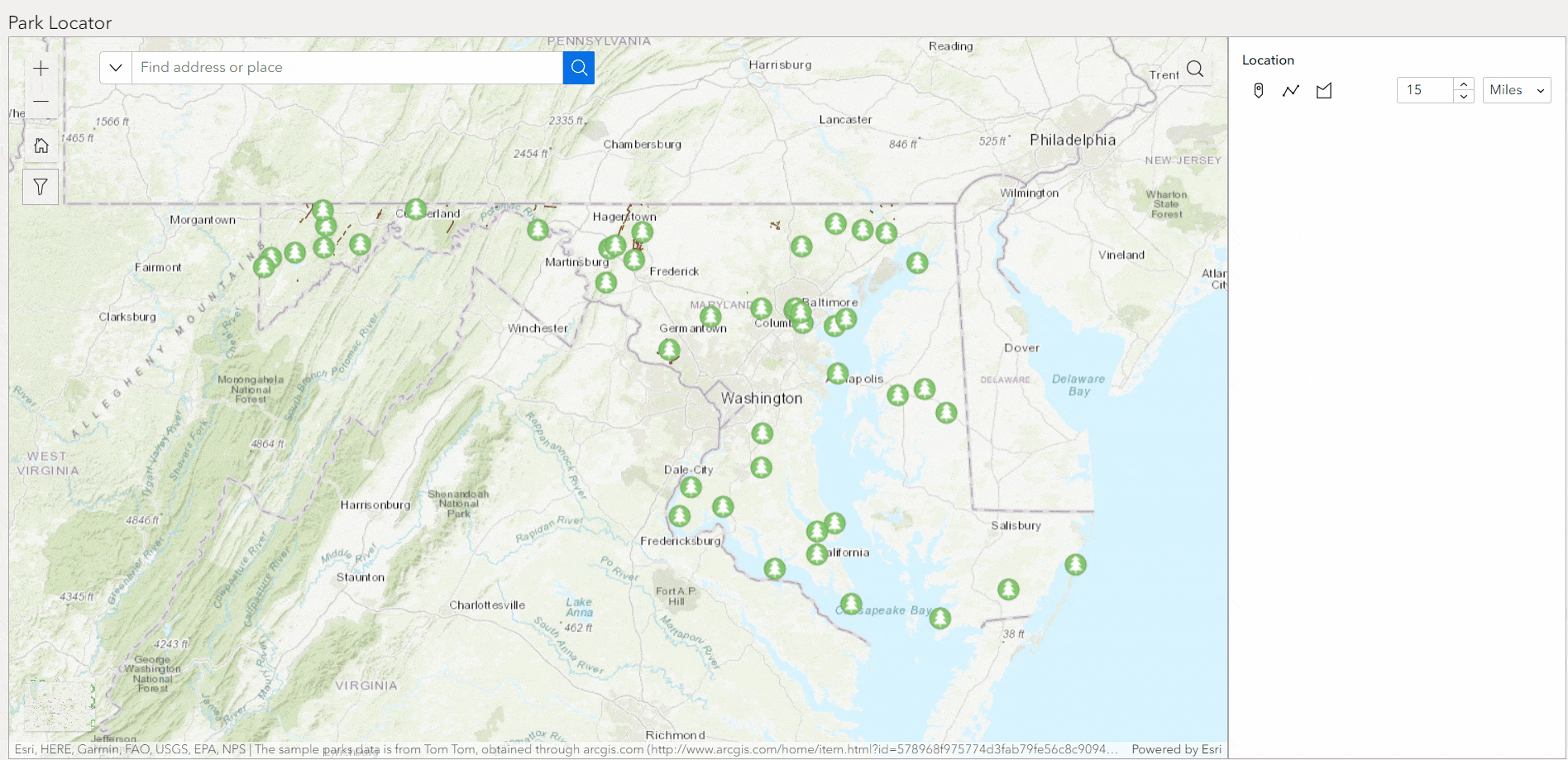 Park Locator runtime experience