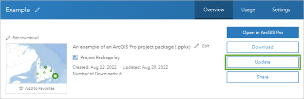 Update button on item page Update button on item page