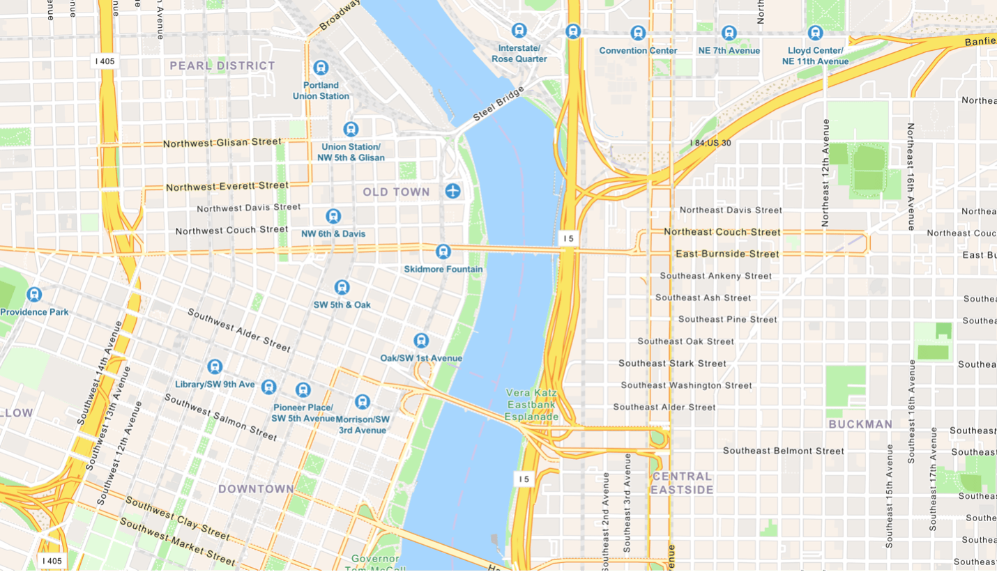 OSM Navigation map of Portland, OR OSM Navigation map of Portland, OR