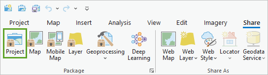 Project button on the Share tab of the ribbon