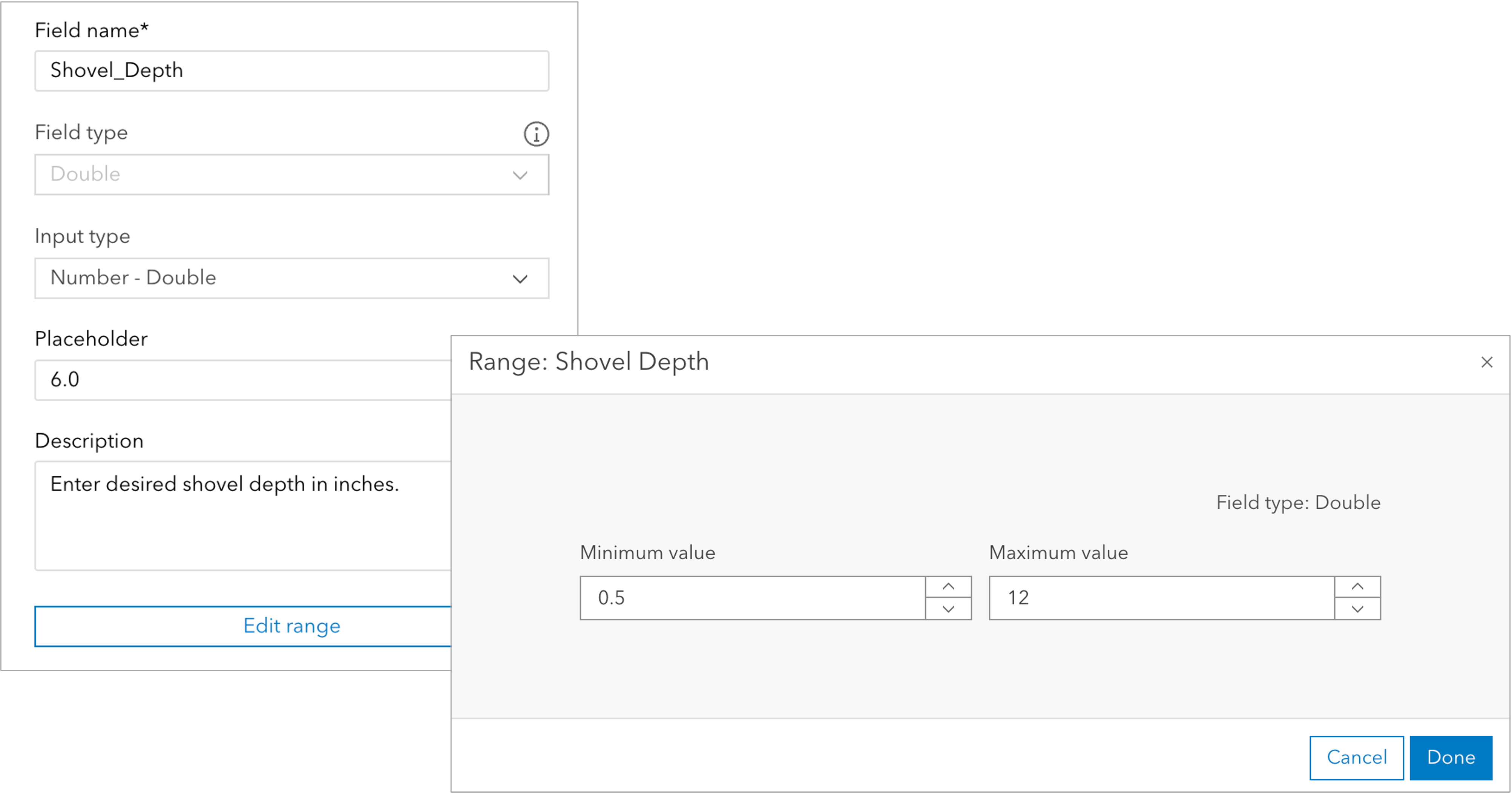 Add and edit ranges for numeric form elements.