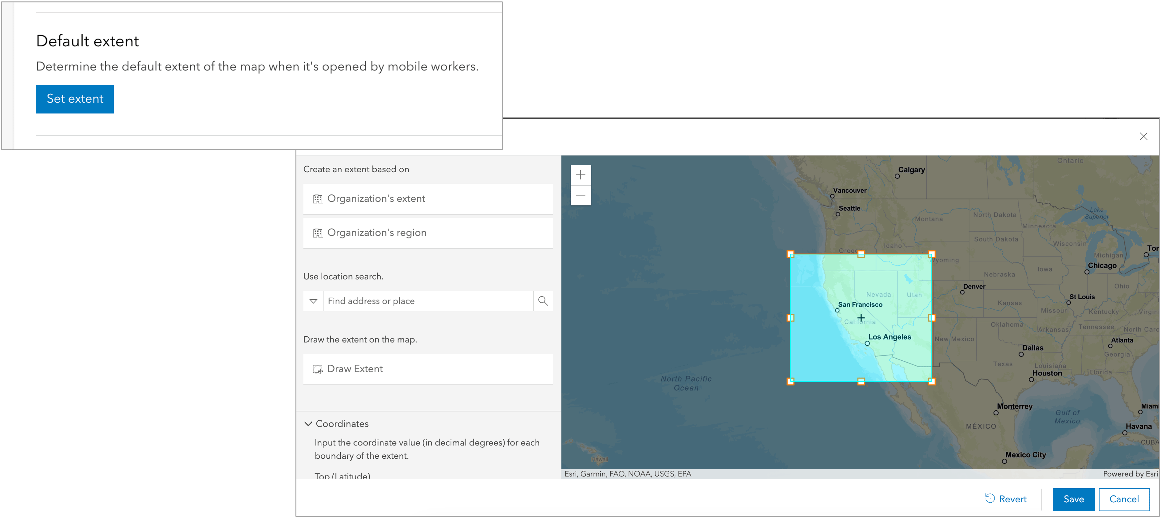 Set the default extent of a map. Set the default extent of a map.