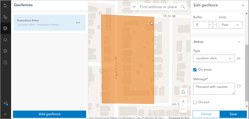 Hazardous areas geofence Hazardous areas geofence