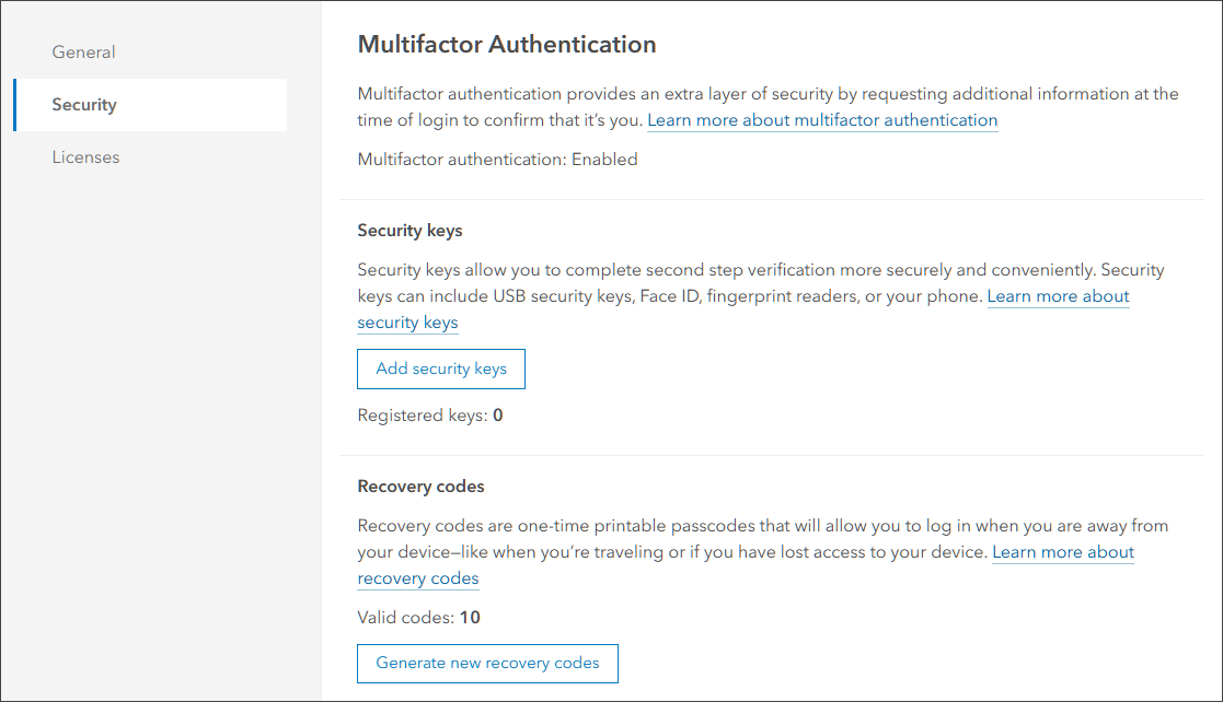 Profile security settings Profile security settings