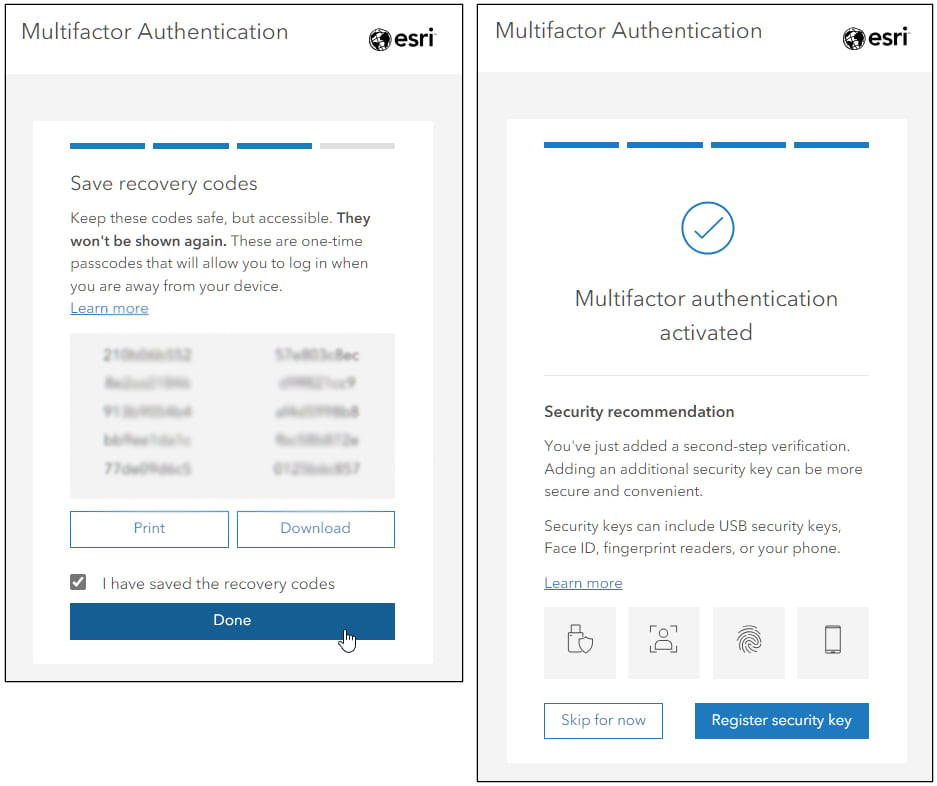 Save recovery codes and register security key Save recovery codes and register security key