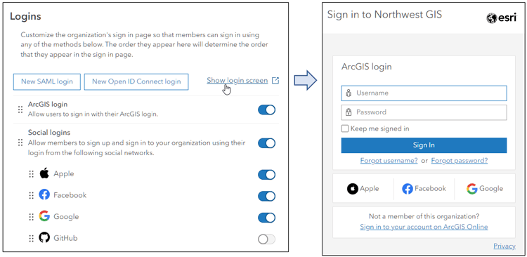 Organization logins