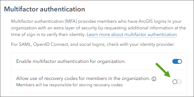 Allow use of recovery codes for MFA Allow use of recovery codes for MFA