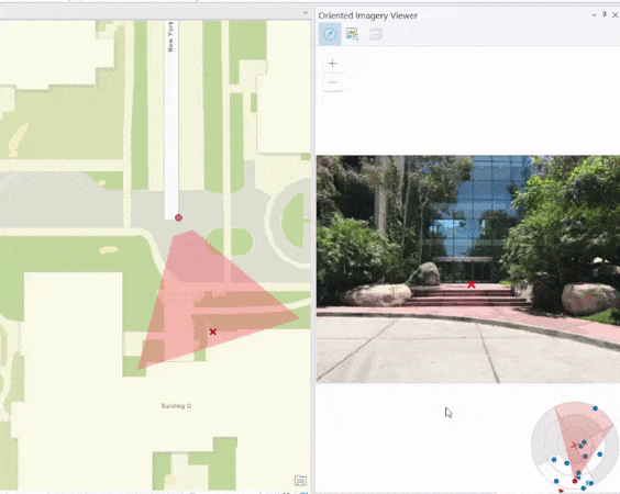 ArcGIS Pro project with street-level view and corresponding imagery.