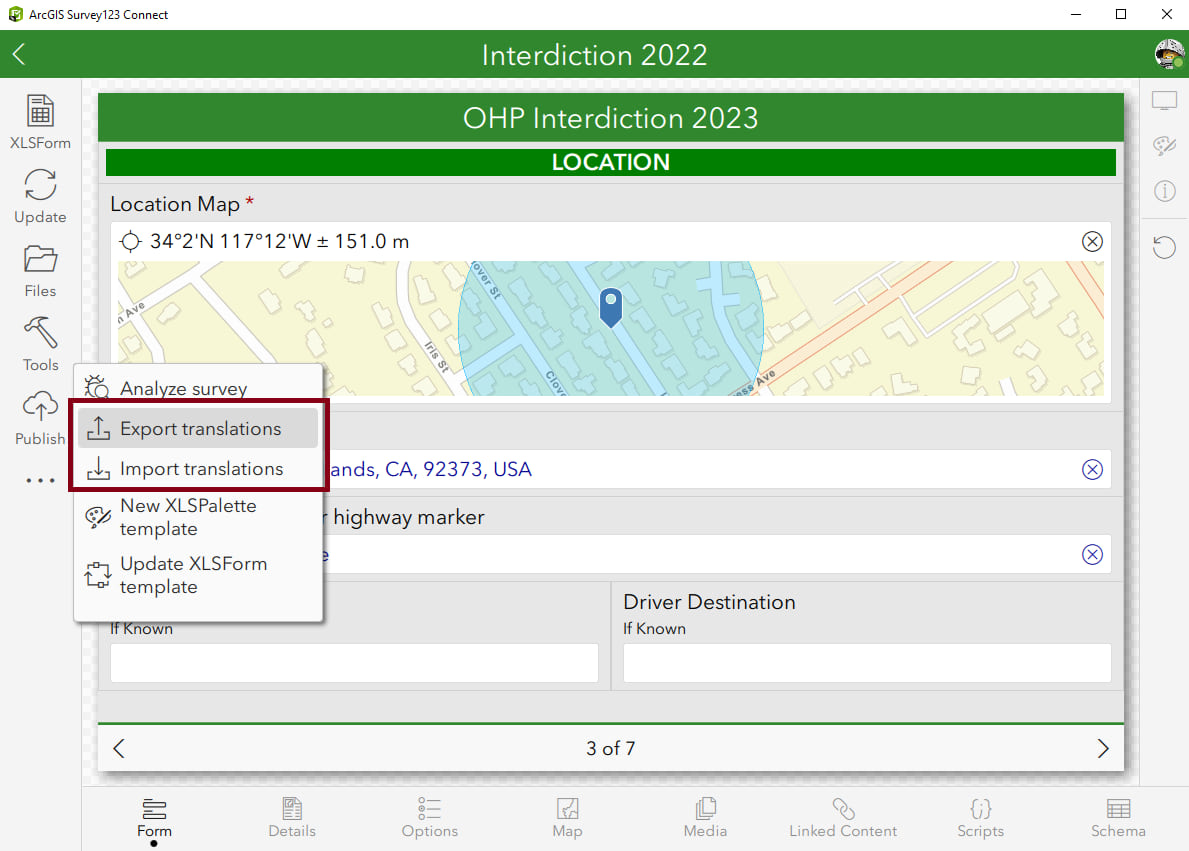A screenshot of Survey123 Connect showing the new Import-Export Language tools. What's new in ArcGIS Survey123 (November 2023) A screenshot of Survey123 Connect showing the new Import-Export Language tools. What's new in ArcGIS Survey123 (November 2023)