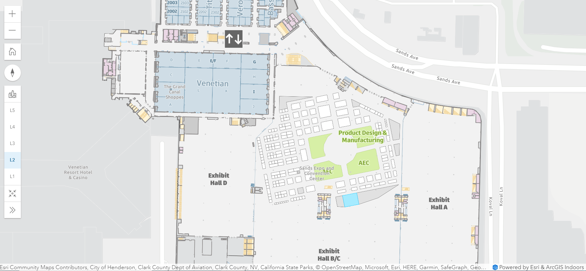 Indoor map of the Autodesk University 2023 conference Indoor map of the Autodesk University 2023 conference