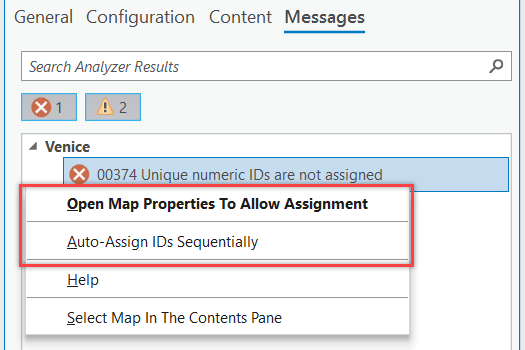 Analyzer options context menu Analyzer options context menu