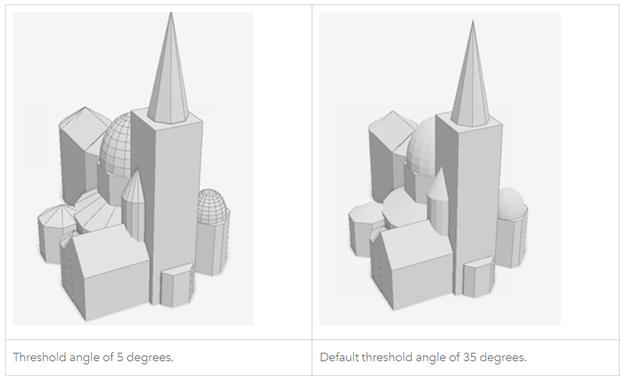 Threshold angle of a 3D object feature