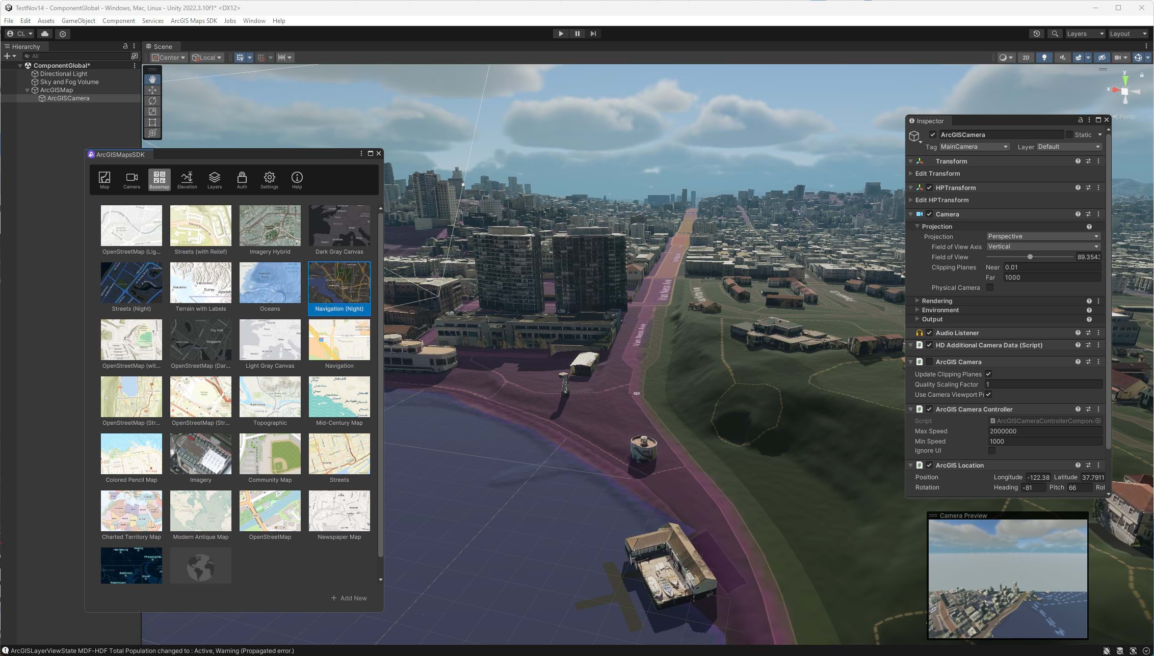 Unity Editor and ArcGIS Maps SDK for Unity
