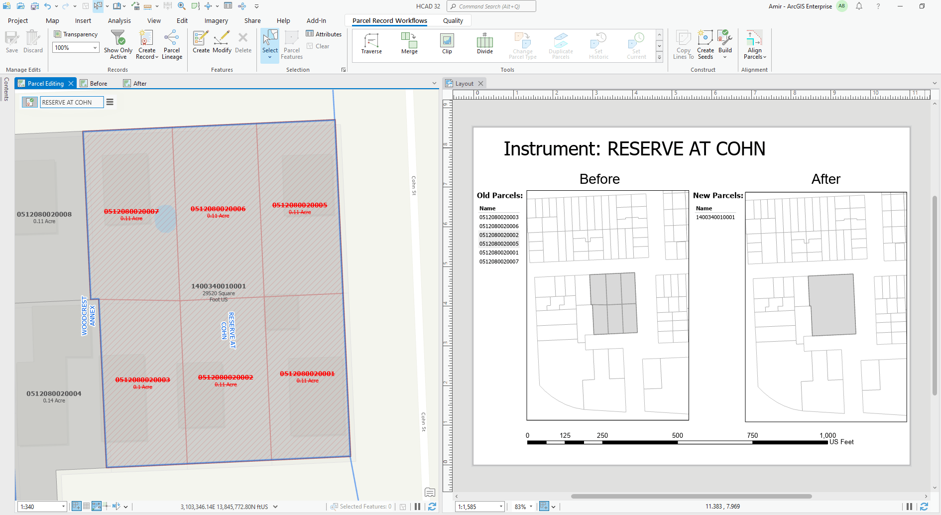 Parcel Lineage Depiction - Before and After maps