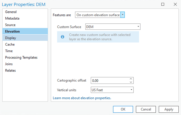 Layer properties of DEM