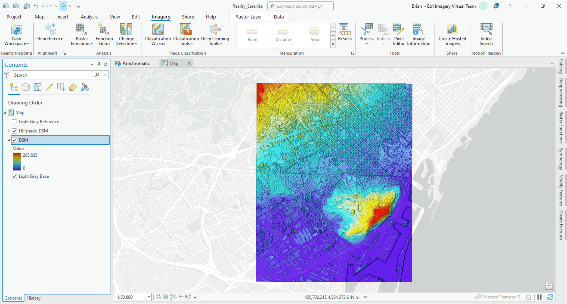 A screen shot of a digital surface model