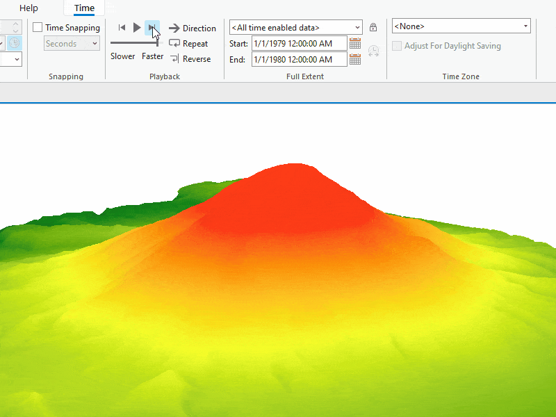 Use the time slider with elevation source layers.