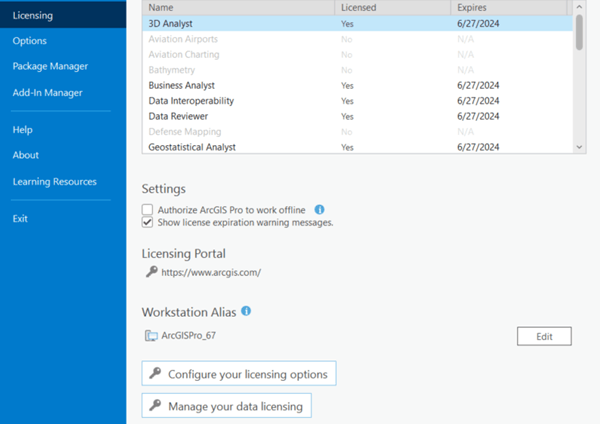 Manage data license