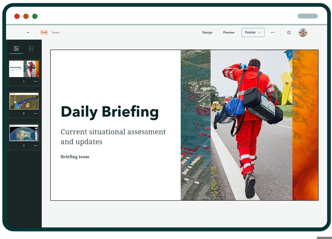 Daily Briefing template in ArcGIS StoryMaps Briefings.