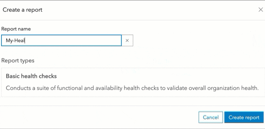 Dialog box and health check output