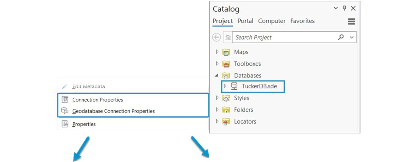 Database connection right click context menu