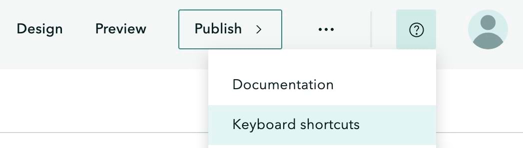 The place where you can access keyboard shortcuts from the help menu in the ArcGIS StoryMaps web app is shown.