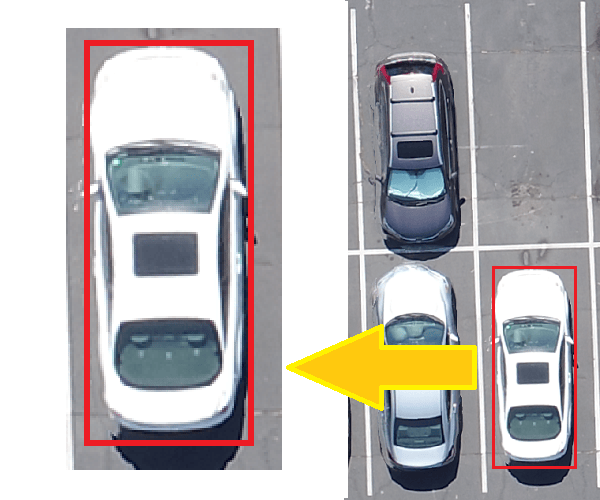 In this car example, we draw a tight bounding box with the least possible unnecessary pixels.