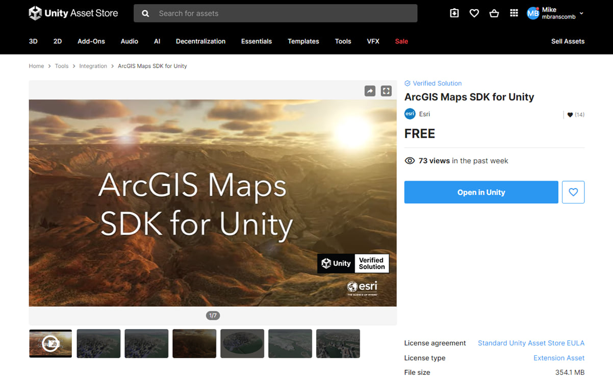 ArcGIS Maps SDK for Unity in the Unity Asset Store