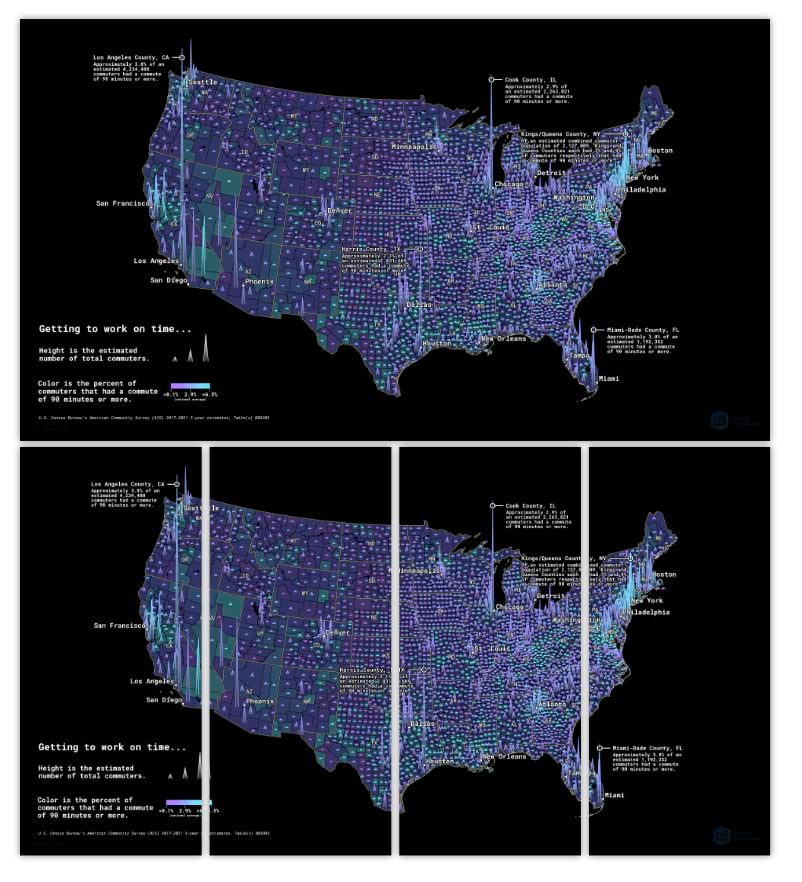 A downloadable map of commute patterns in the U.S. from the Spike maps story