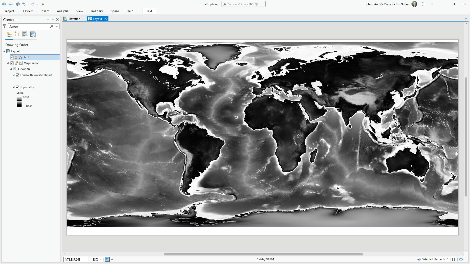 ArcGIS Pro project package with topography and bathymetry. Follow the link to download it, for customization.