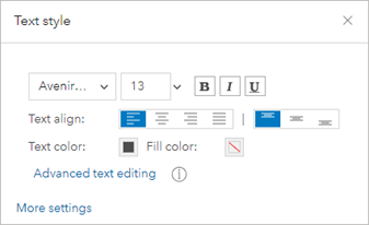 Text style window