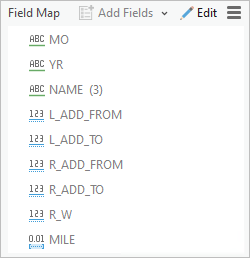 Field map with reconciled field differences.