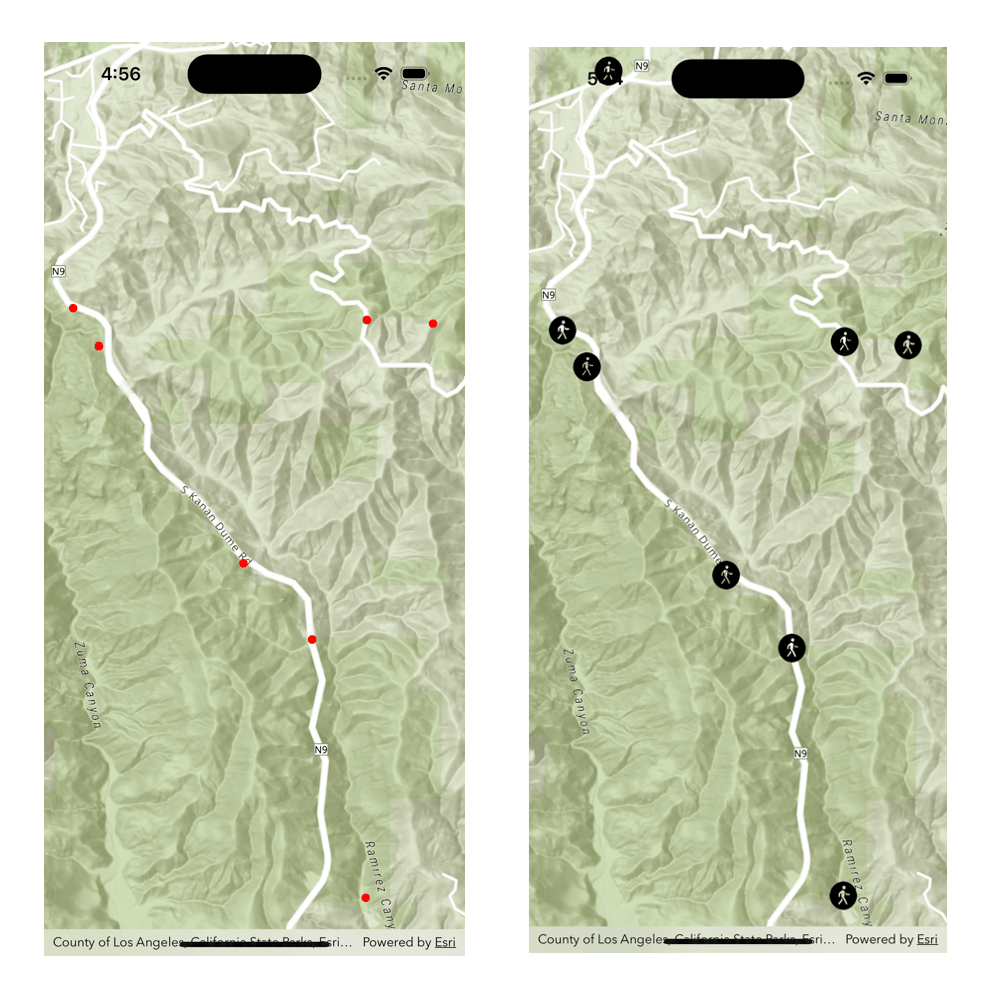 Screenshot of Display SF Symbols app before and after SF Symbols are applied.