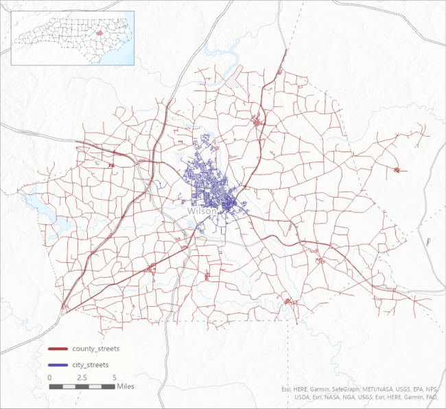 city_streets and county_streets in Wilson, NC