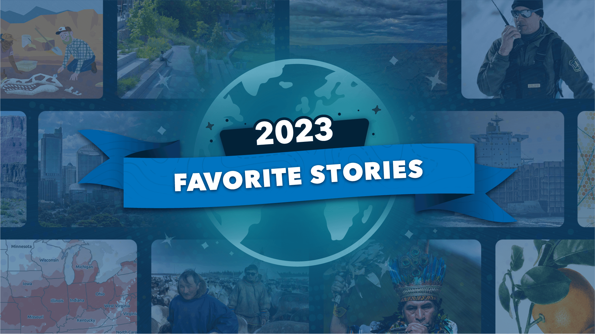 A collage of story images with "2023 Favorite Stories" written on top