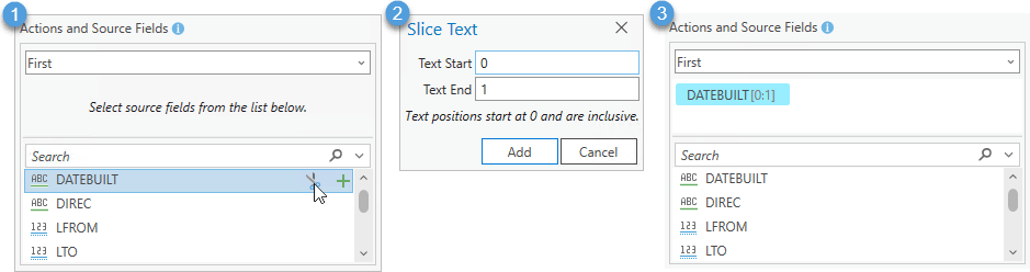 Add and slice a source field