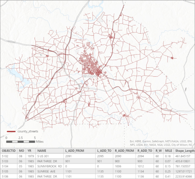 The updated county_streets dataset