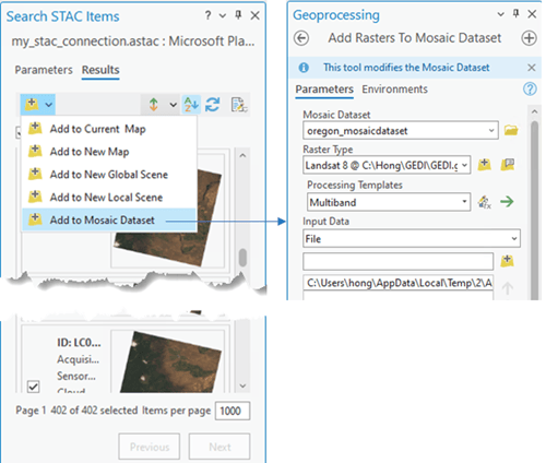 Create mosaic dataset dialog