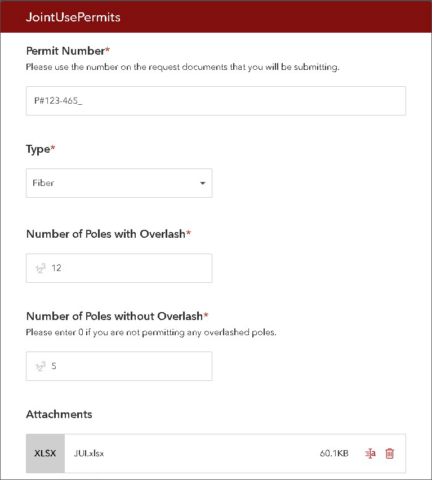 Completed form with joint-use information.