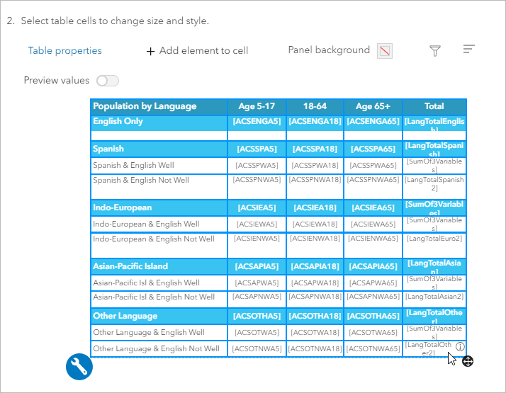 Selecting table cells