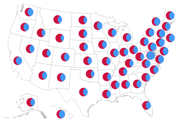 2020 US Presidential results using moonpie symbology
