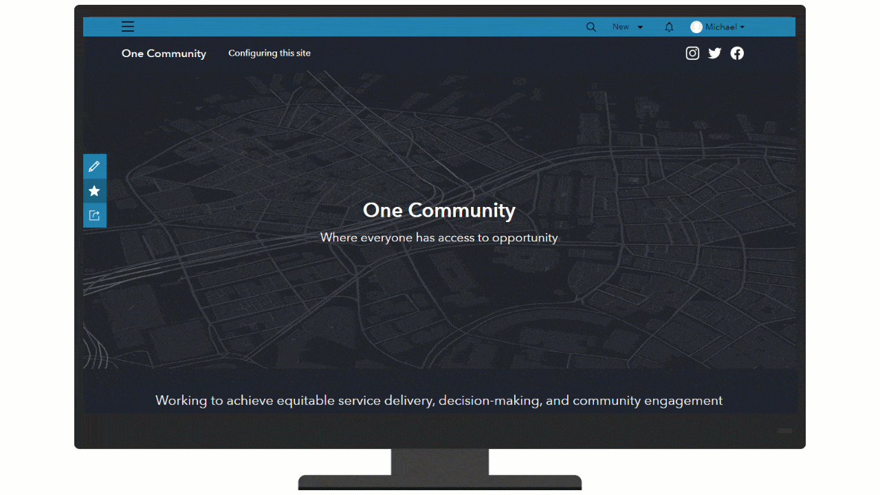 A GIF of the Social Equity Analysis ArcGIS Hub site.