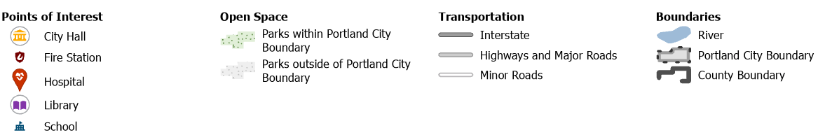 A zoomed-in view of the Portland map's legend.