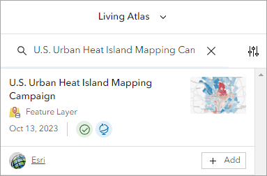The U.S. Urban Heat Island Mapping Campaign layer in the Map Viewer