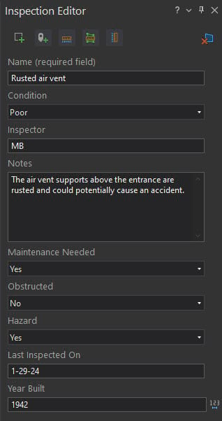 Inspection feature details