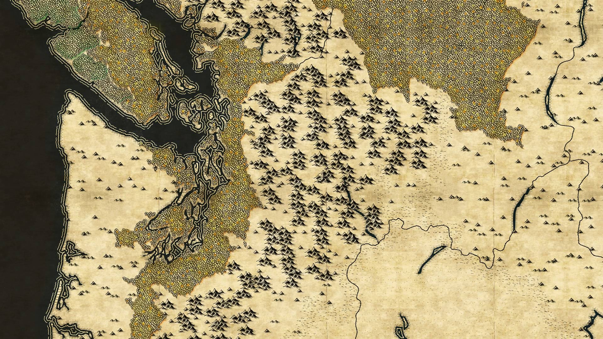 a Lord of the Rings inspired map, of the US Pacific Northwest. a Lord of the Rings inspired map, of the US Pacific Northwest.
