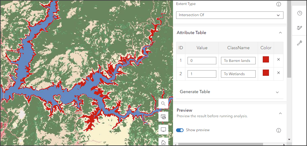 Preview of results from raster function template